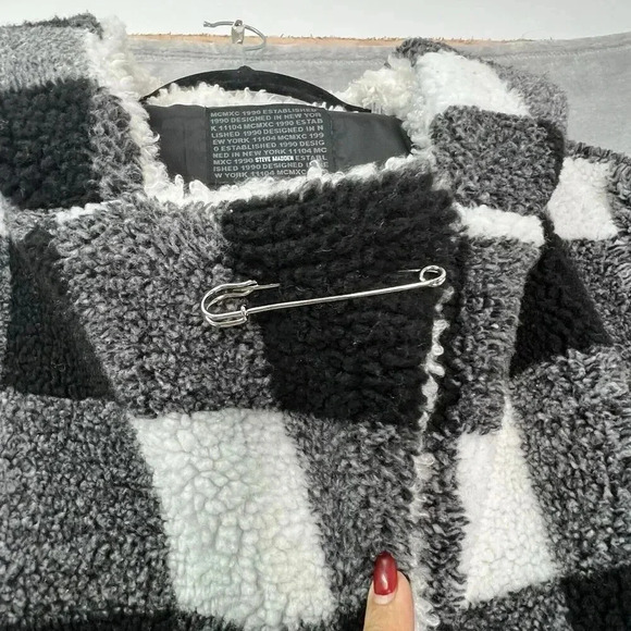 Steve Madden Womens Plaid Faux Sherpa Lined‎ Jacket Plus Size 3X Hood - Picture 7 of 16